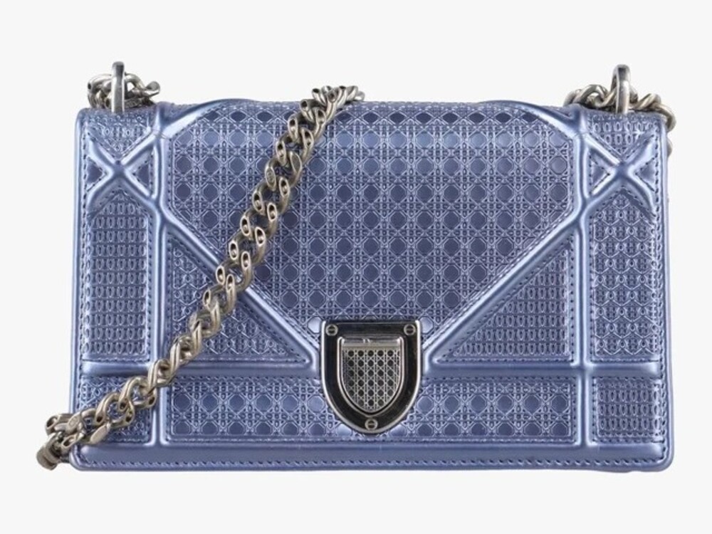 Christian Dior Small Micro-Cannage Diorama Flap Bag - Diorama Leather Blue - 13-